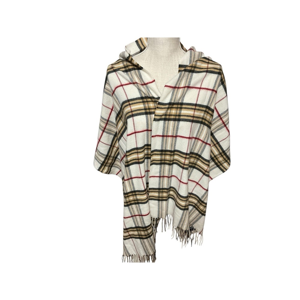 Cashmink V Fraas Winter Scarf Tartan Plaid Tan Black Red Ivory Tassels Germany